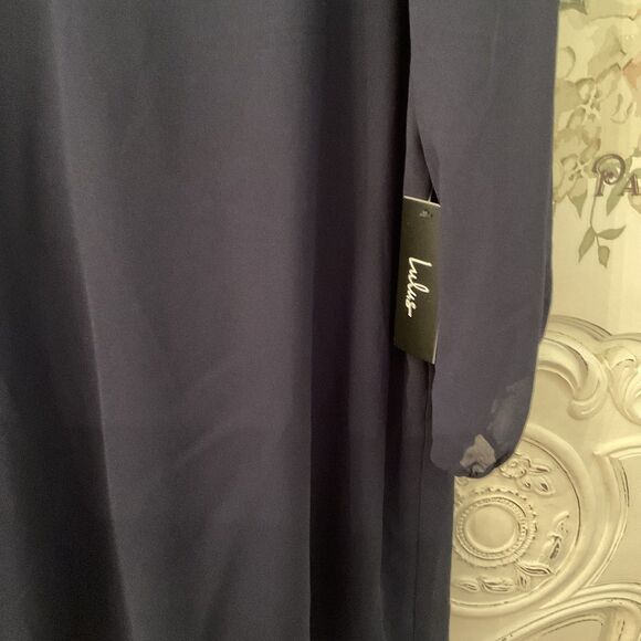 Lulus Shifting Dears Dress Women's L Navy  Split Sleeves V Neck Lined NWT - Picture 5 of 16